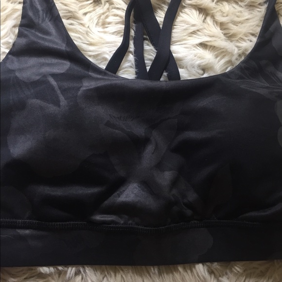 Lululemon gray black floral sports bra 4 - Picture 3 of 8